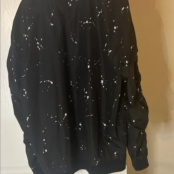 Carbon Black Paint Splatter Bomber Jacket XXL - Ruched Sleeves - Picture 2 of 2